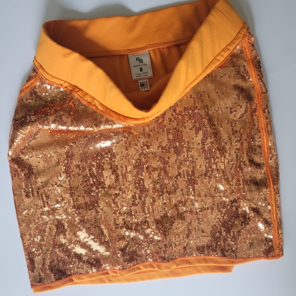 NWOT! MEESH & MIA ORANGE SEQUIN BODYCON MINI SKIRT - Picture 4 of 4